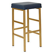 OSP Home Furnishings Backless Faux Leather Bar Stool in Gold/Blue