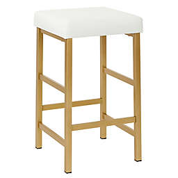 OSP Home Furnishings Backless Faux Leather Counter Stool in Gold/White