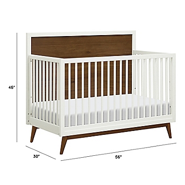 Babyletto Palma 4-in-1 Convertible Crib in White/Walnut. View a larger version of this product image.