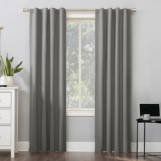Alternate image 1 for Sun Zero® Cyrus Thermal Total Blackout 84-Inch Back Tab Curtain Panel in Gray (Single)