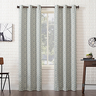Sun Zero&reg; Kenwood Chevron 84-Inch Grommet Room Darkening Curtain Panel in Stone (Single). View a larger version of this product image.