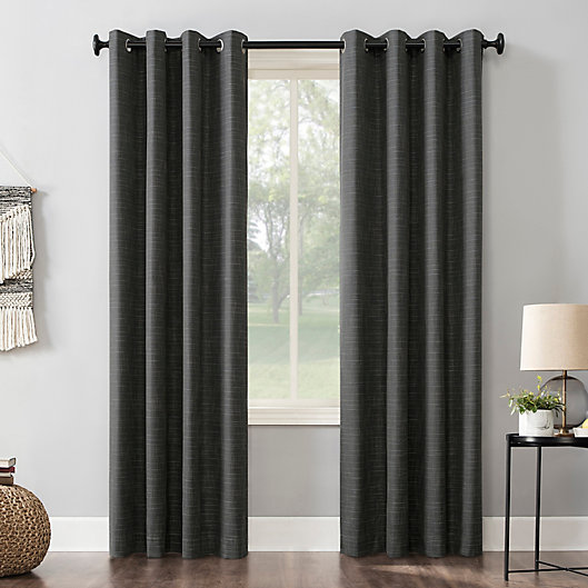 Blackout Grommet Window Curtain Panel, Grey Burlap Blackout Curtains