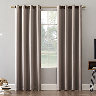 Sun Zero&reg; Oslo Theater Grade 108-Inch 100% Blackout Window Curtain Panel in Stone (Single). View a larger version of this product image.