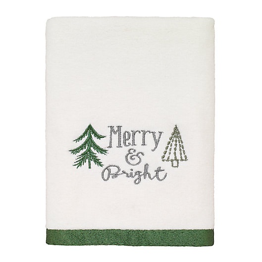 Alternate image 1 for Avanti Christmas Trees Hand Towel in White
