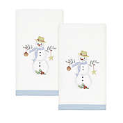 Avanti Coastal Snowman Fingertip Towels in White (Set of 2)
