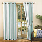 Alternate image 0 for Sun Zero&reg; Valencia Cabana Stripe 84-Inch Indoor/Outdoor Curtain Panel in Teal (Single)