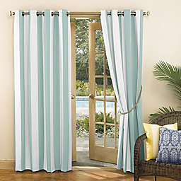 Sun Zero® Valencia Cabana Stripe 95-Inch Indoor/Outdoor Curtain Panel in Teal (Single)