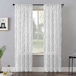 No. 918 Abstract Geometric Embroidery Semi-Sheer 63-Inch Curtain Panel in Gray (Single)