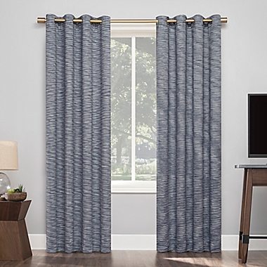 Sun Zero&reg; Kamali Textured Strie Thermal Extreme Blackout 96-Inch Curtain in Navy (Single). View a larger version of this product image.