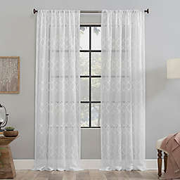 Clean Window Embroidered Trellis Anti-Dust Sheer 84-Inch Curtain Panel in White (Single)