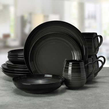 Mikasa&reg; Swirl Ombre Coupe 16-Piece Dinnerware Set in Graphite. View a larger version of this product image.