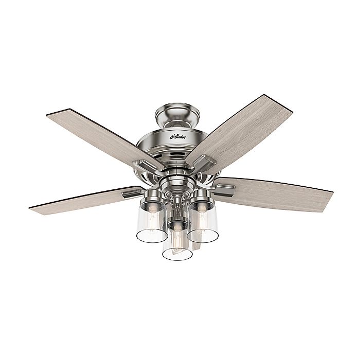 Hunter Bennett 44 Inch 3 Light Led Ceiling Fan With Remote Control Bed Bath Beyond - Hunter 44 Dempsey Brushed Nickel Ceiling Fan With Light Kit And Remote