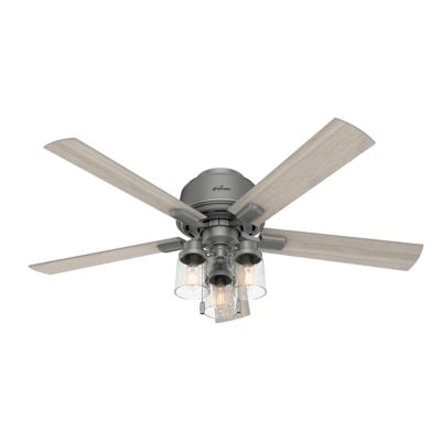 Hunter Fan 52" Hartland Low Profile Ceiling Fan with LED Light Kit and Pull Chain Matte Silver