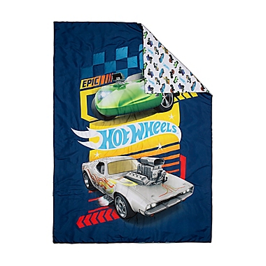 Hot Wheels&reg; 4-Piece Toddler Bedding Set in Blue. View a larger version of this product image.