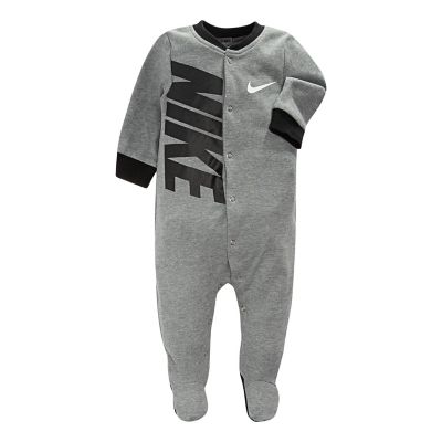 Nike&reg; Futura Swoosh Footed Coverall in Grey/Black
