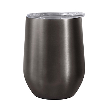 Oggi&trade; Cheers&trade; Stainless Steel Wine Tumbler with Clear Lid in Slate. View a larger version of this product image.
