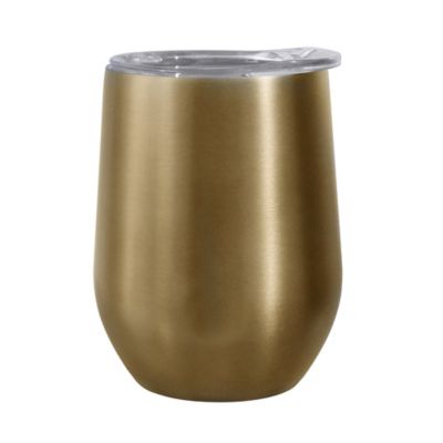 Oggi&trade; Cheers&trade; Stainless Steel Wine Tumbler with Clear Lid in Champagne