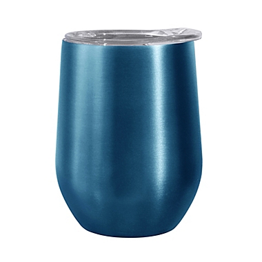 Oggi&trade; Cheers&trade; Stainless Steel Wine Tumbler with Clear Lid in Blue. View a larger version of this product image.