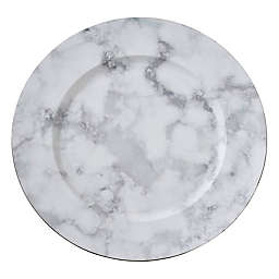 Saro Lifestyle Sousplat Marble Charger Plates in Grey (Set of 4)