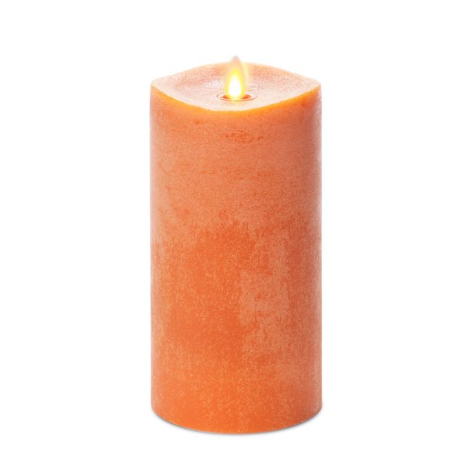 Luminara Chalky Wax Real Flame Effect Pillar Candle In Orange Bed Bath Beyond