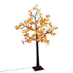 Gerson 4-Foot Maple Leaf Pre-Lit Artificial Holiday Tree in Orange with White LED Lights