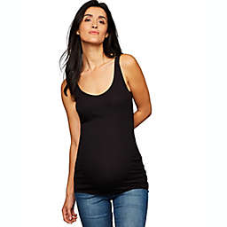 A Pea in the Pod Large Rib Knit Maternity Tank Top in Black