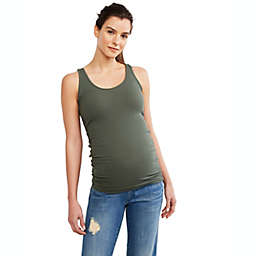 A Pea in the Pod X-Small Luxe Rib Knit Maternity Tank Top in Olive