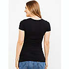 Alternate image 1 for A Pea in the Pod Medium Side Ruched V-Scoop Maternity T-Shirt in Black