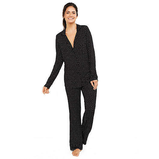 Alternate image 1 for A Pea In the Pod Button Front Nursing Pajama Set in Black
