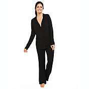 A Pea In the Pod Size Large Button Front Nursing Pajama Set in Black