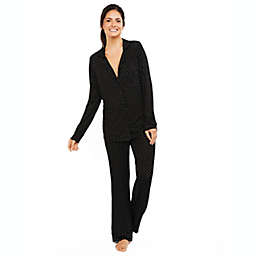 A Pea In the Pod Size Large Button Front Nursing Pajama Set in Black