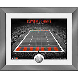 NFL Cleveland Browns Art Deco Stadium Photo Mint with Silver Plated Team Coin