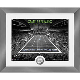NFL Seattle Seahawks Art Deco Stadium Photo Mint with Silver Plated Team Coin