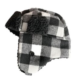Toby Fairy™ Buffalo Plaid Trapper Hat in Black/White