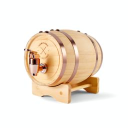 Polished 1-Liter Whiskey Barrel Beverage Dispenser in Brown
