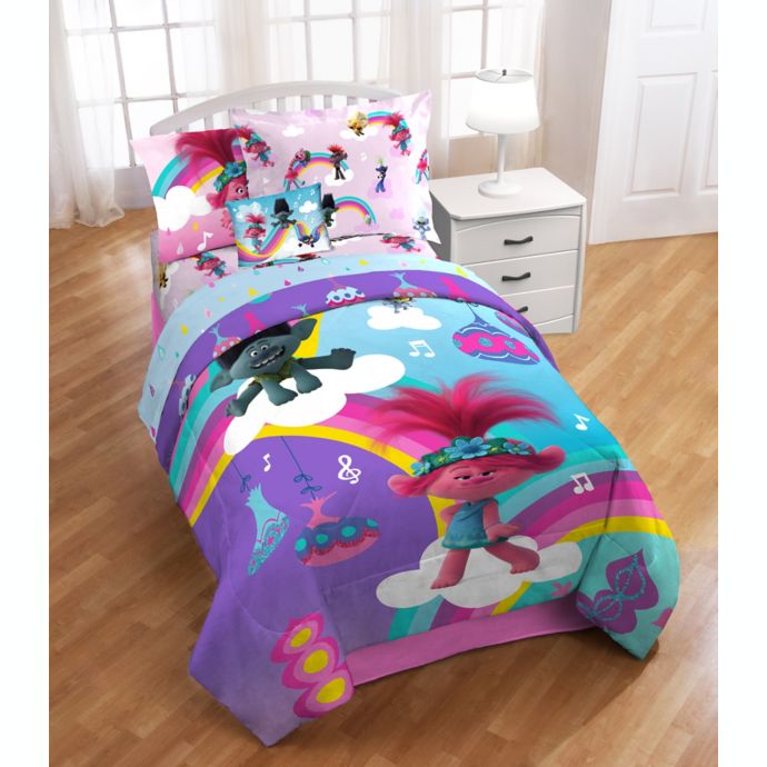 Trolls Poppy Rainbow 3 Piece Twin Full Comforter Set Bed Bath Beyond