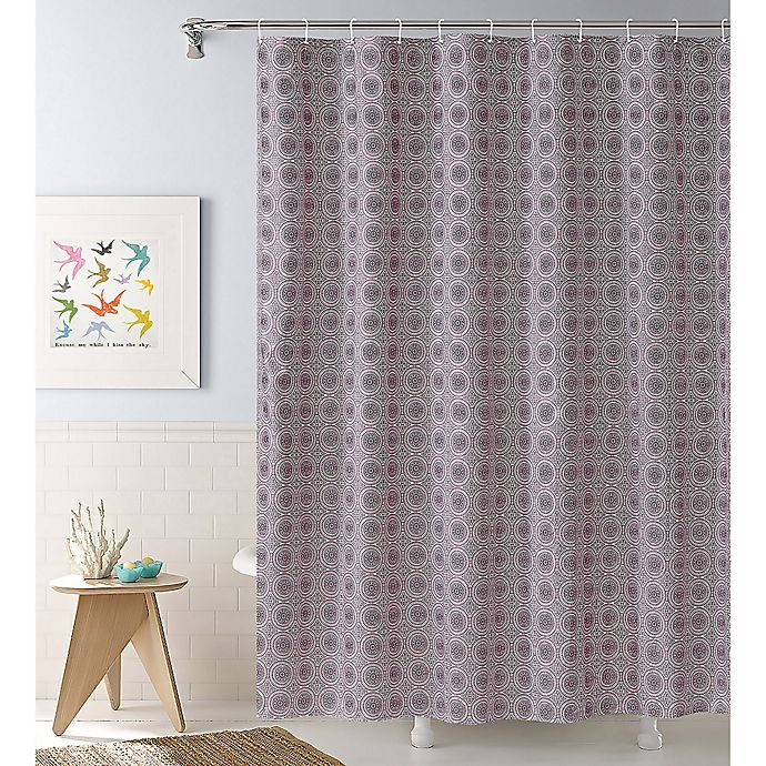 Penelope 13 Piece Medallion Shower, Purple Shower Curtain Hooks