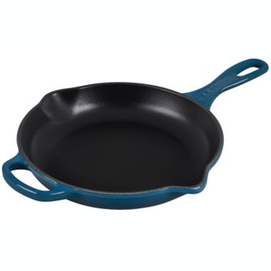 Le Creuset&reg; Signature Cast Iron Skillet with Helper Handle in Deep Teal. View a larger version of this product image.