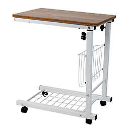 Mind Reader Adjustable Height Wood and Steel Laptop Desk in White