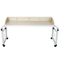 Mind Reader Rolling Adjustable Height Wood and Steel Desk in White