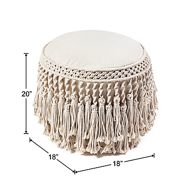 Anji Mountain Pretty Bird Pouf in Ivory. View a larger version of this product image.