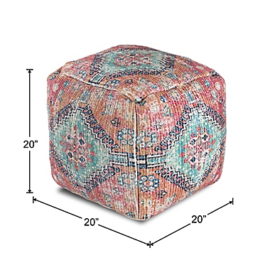 Anji Mountain Hopi Hapi Pouf in Red/Green. View a larger version of this product image.