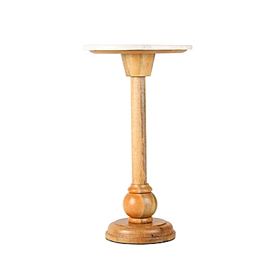 Bee &amp; Willow&trade; 12-Inch Round Side Table in Natural/White Marble. View a larger version of this product image.