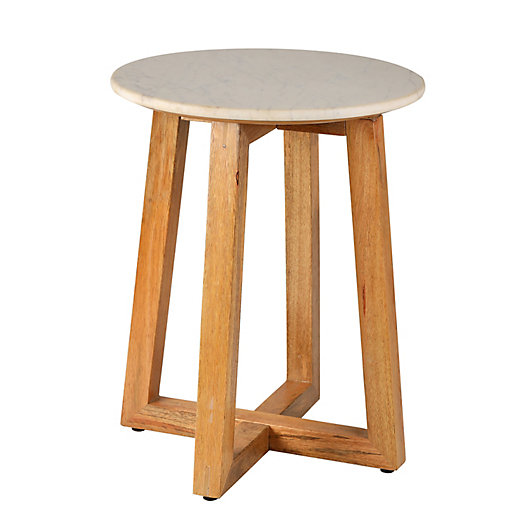 Alternate image 1 for Bee & Willow™ Mango Wood Side Table in Natural/White Marble