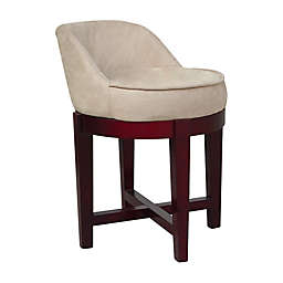 Teamson Home Microfiber Swivel Chair with Solid Wood Legs in Beige