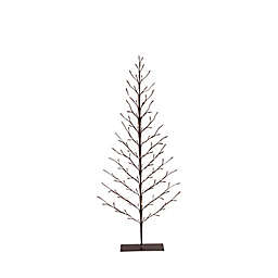 Gerson 5-Foot 2D Pre-Lit LED Artificial Christmas Tree in Brown/White