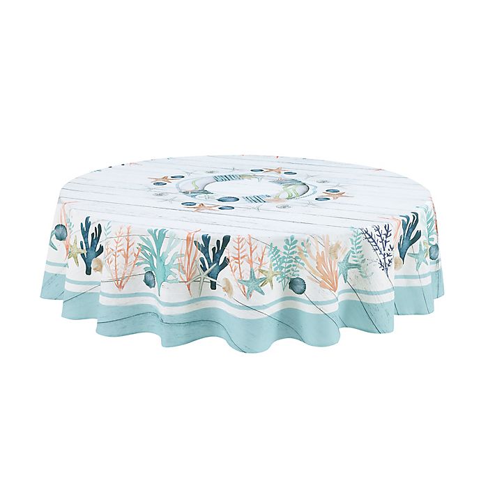 Coastal Reef 70 Inch Round Tablecloth, 70 Inch Round Tablecloth