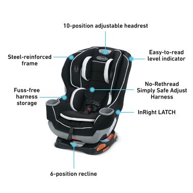 Graco&reg; Extend2Fit&reg; Convertible Car Seat in Kenzie. View a larger version of this product image.