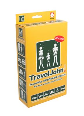 TravelJohn!&trade; Resealable Disposable Urinal (Set of 6)