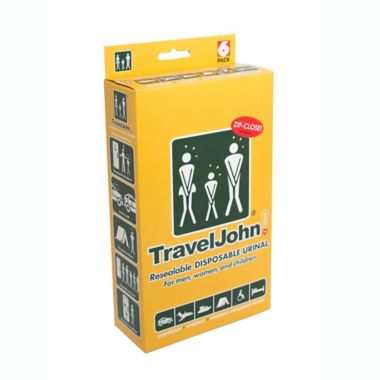 TravelJohn!&trade; Resealable Disposable Urinal (Set of 6). View a larger version of this product image.